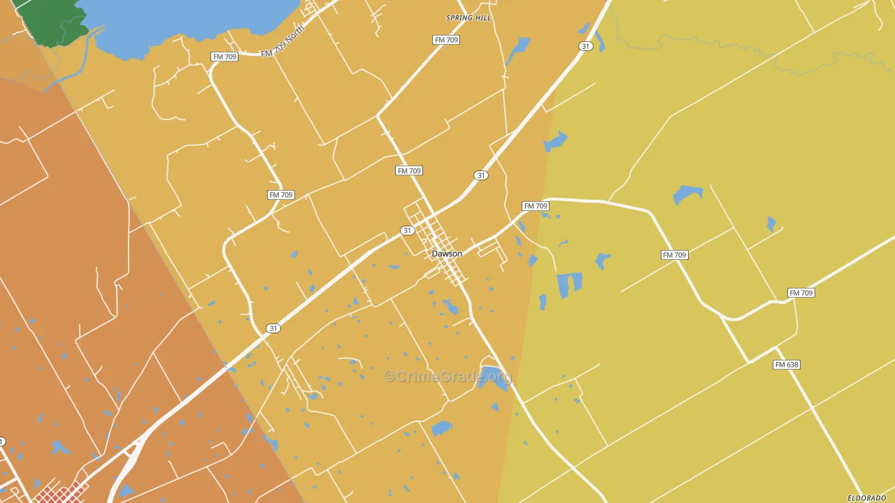 Dawson, TX Map of Assault Rates