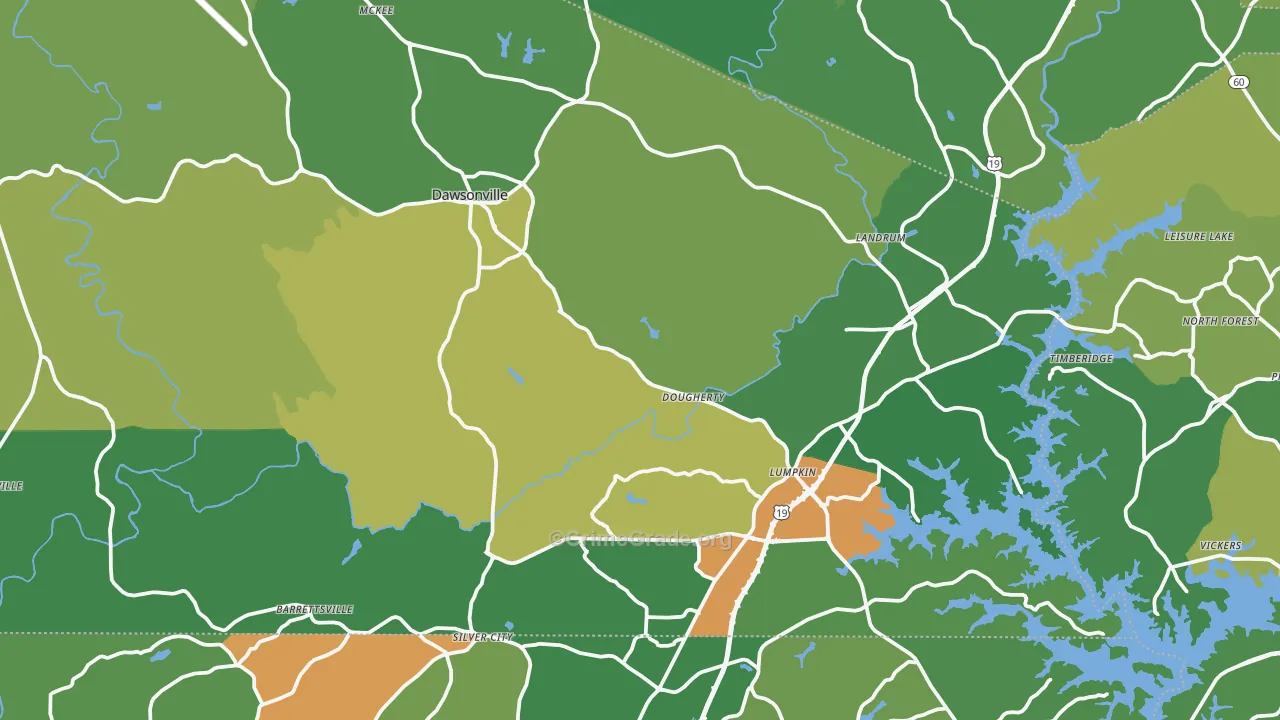 Dawsonville, GA Map of Assault Rates