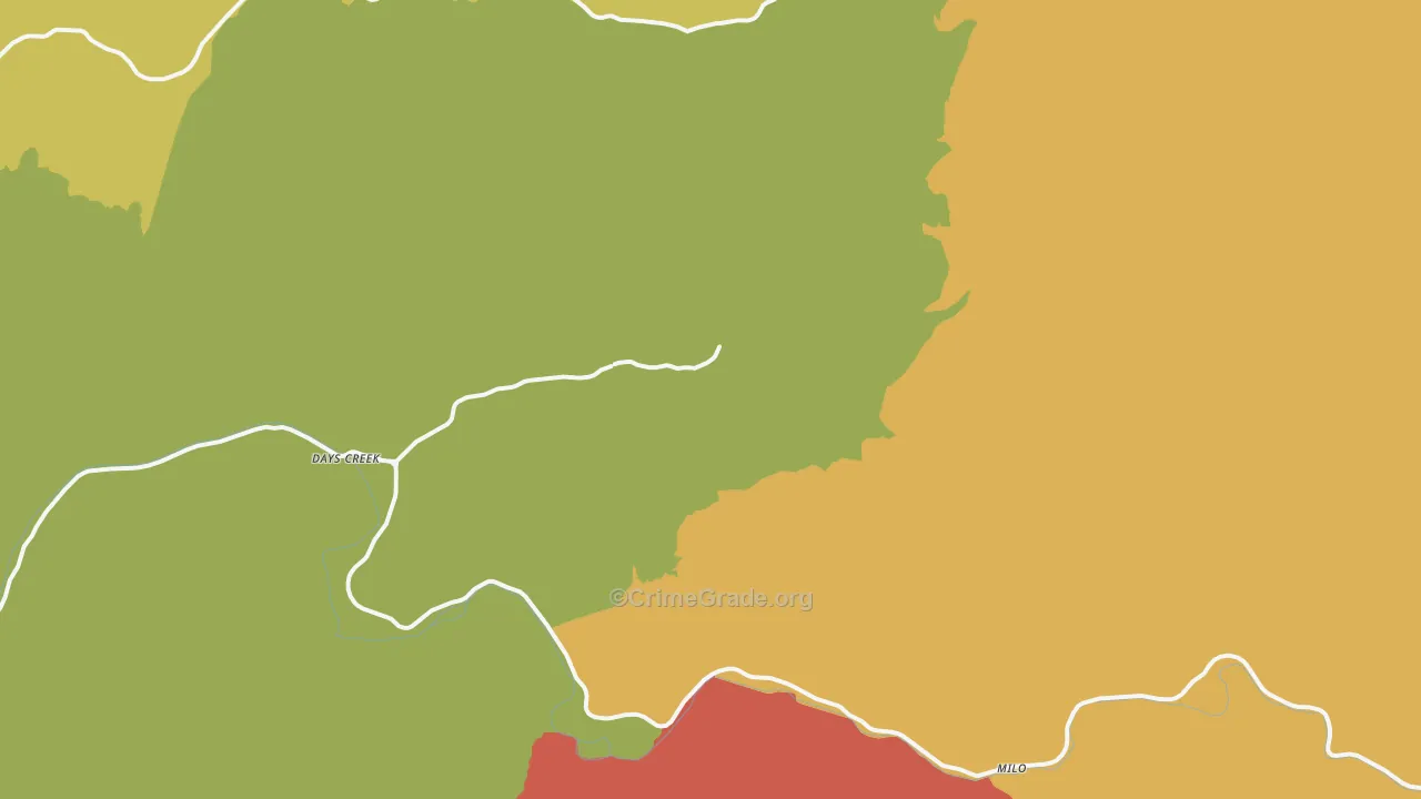 Days Creek, OR Map of Assault Rates