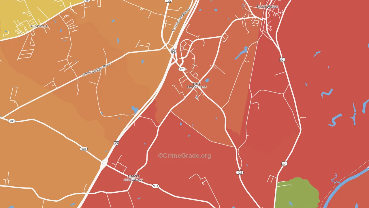 Days Crossroads, NC Map of Assault Rates