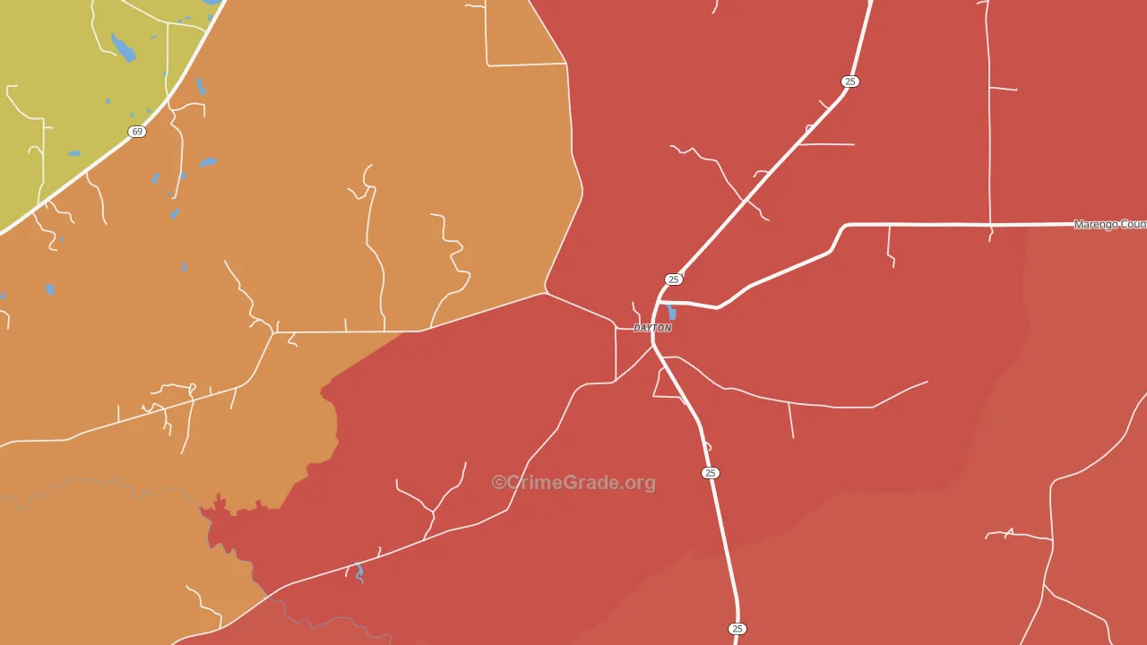 Dayton, AL Map of Assault Rates
