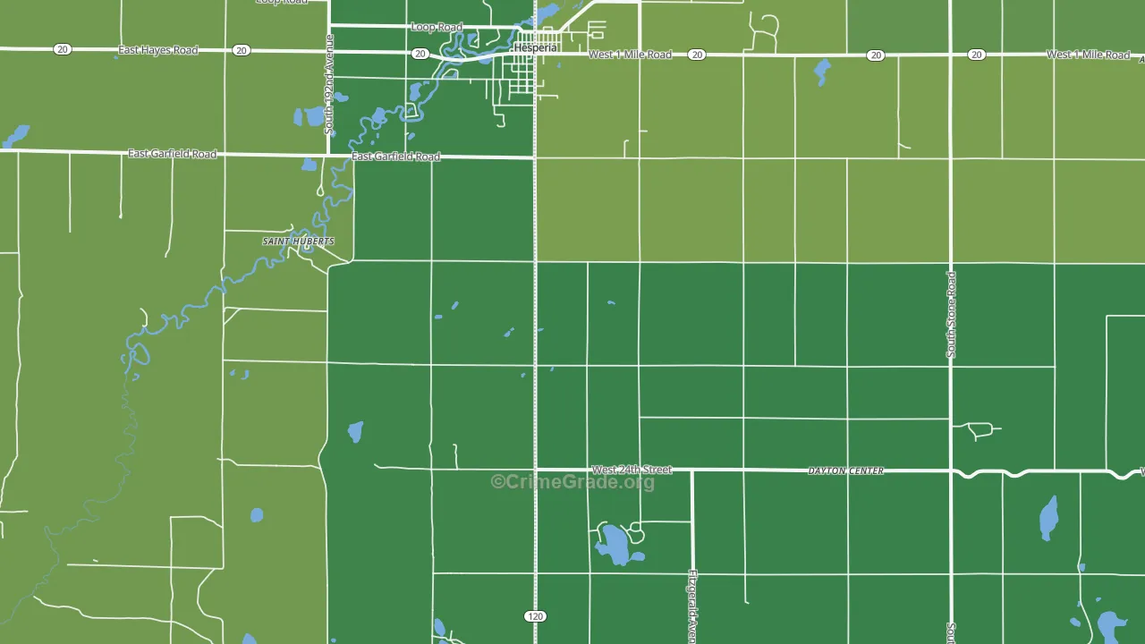 Dayton Center, MI Map of Assault Rates