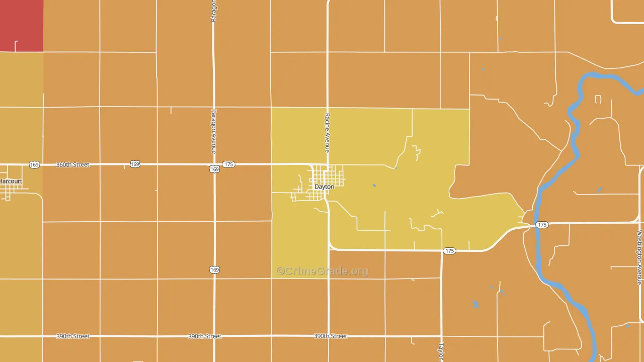 Dayton, IA Map of Assault Rates
