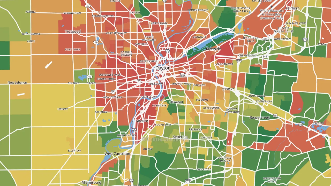 Dayton, OH Map of Assault Rates