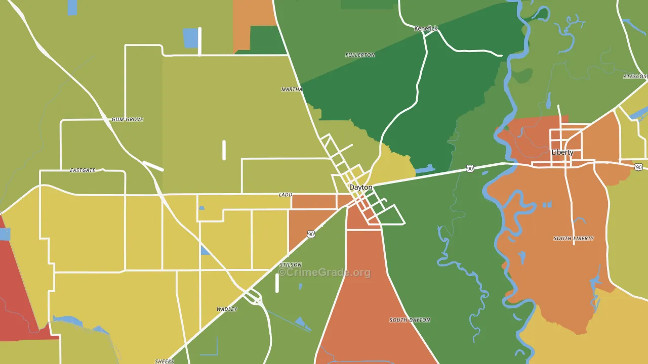 Dayton, TX Map of Assault Rates