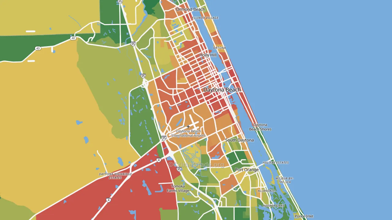 Daytona Beach, FL Map of Assault Rates