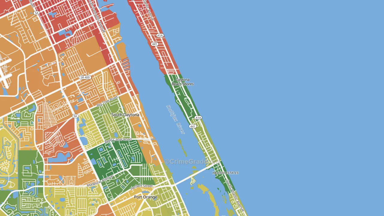 Daytona Beach Shores, FL Map of Assault Rates