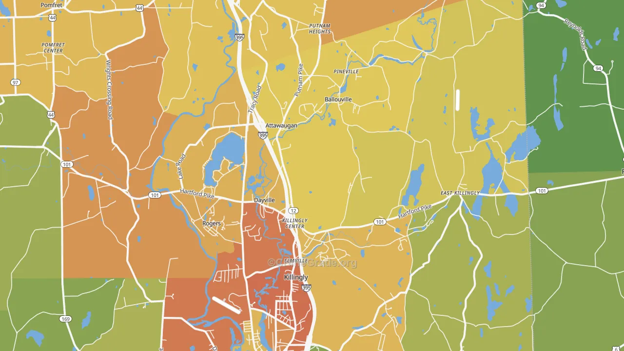 Dayville, CT Map of Assault Rates