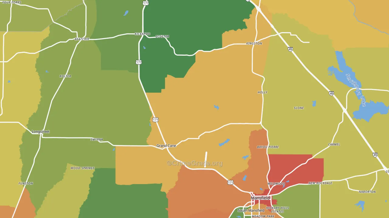 De Soto Parish, LA Map of Assault Rates