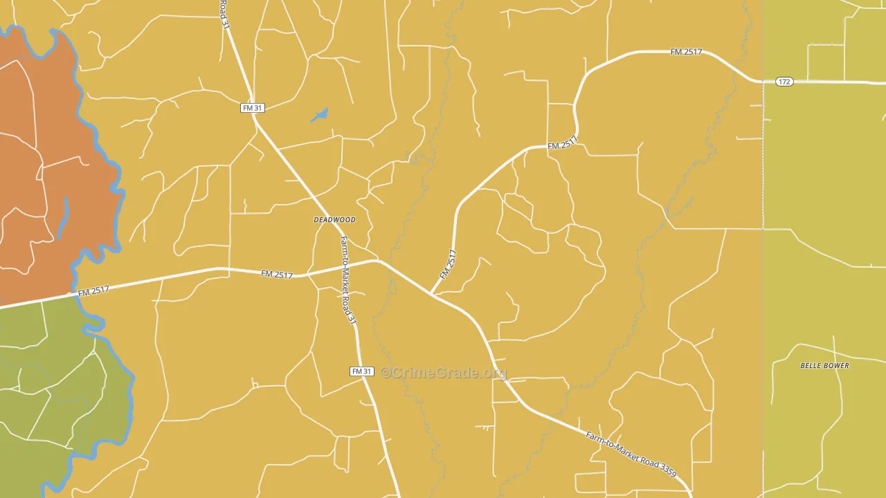 Deadwood, TX Map of Assault Rates