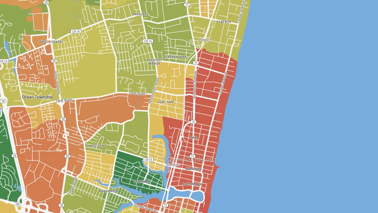 Deal, NJ Map of Assault Rates