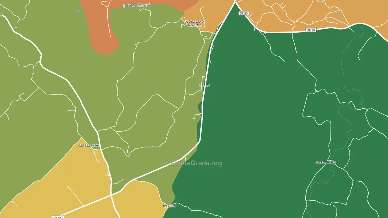 Deans, TN Map of Assault Rates