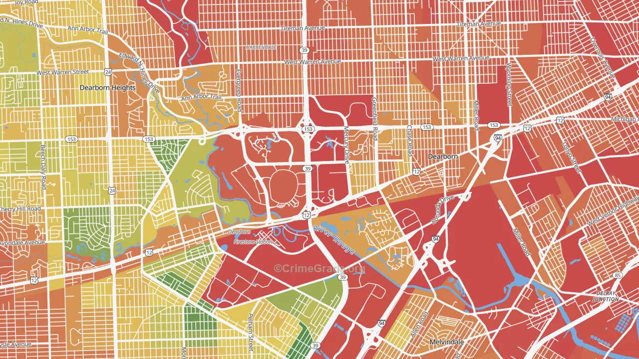 Dearborn, MI Map of Assault Rates