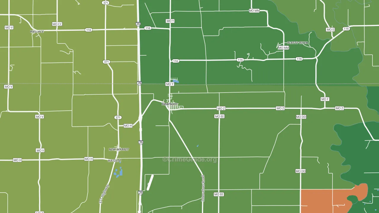 Dearborn, MO Map of Assault Rates