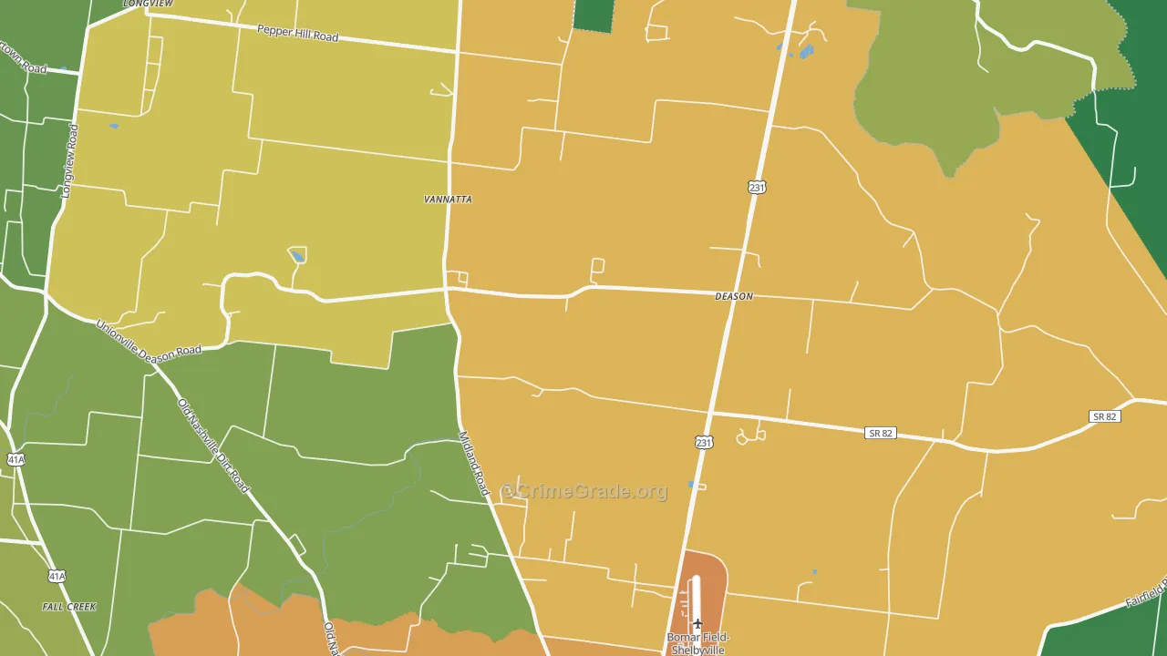 Deason, TN Map of Assault Rates