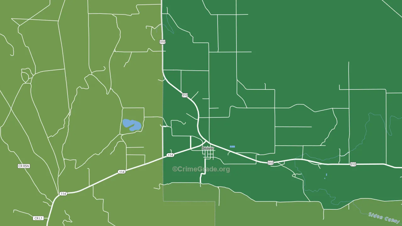 Deaver, WY Map of Assault Rates