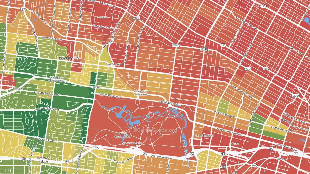 Debaliviere Place, St. Louis, MO Map of Assault Rates