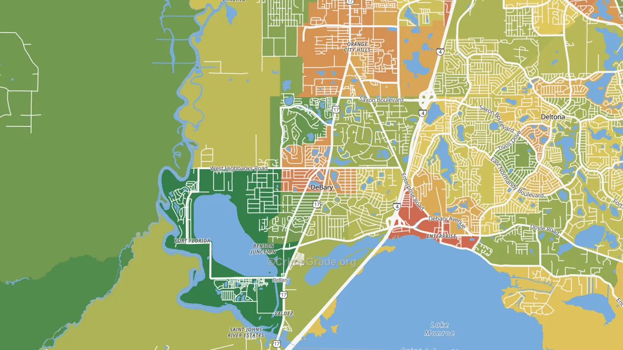 DeBary, FL Map of Assault Rates