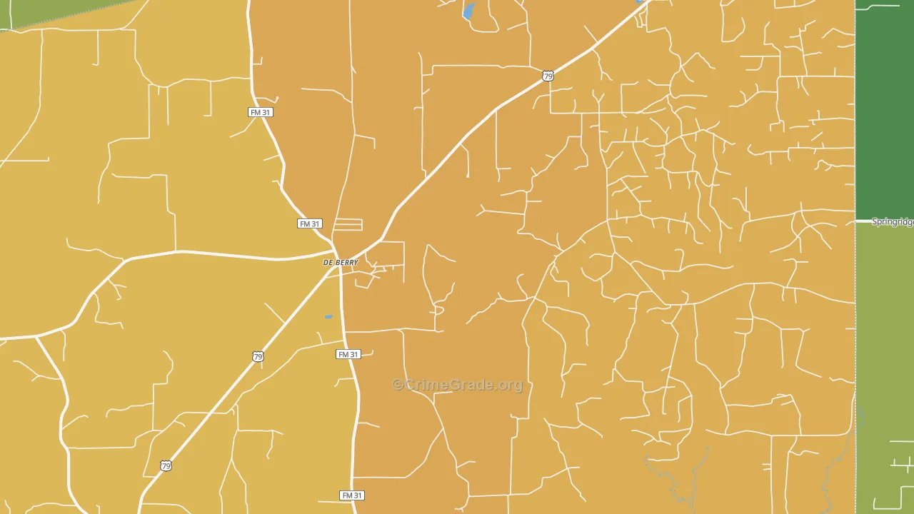 DeBerry, TX Map of Assault Rates