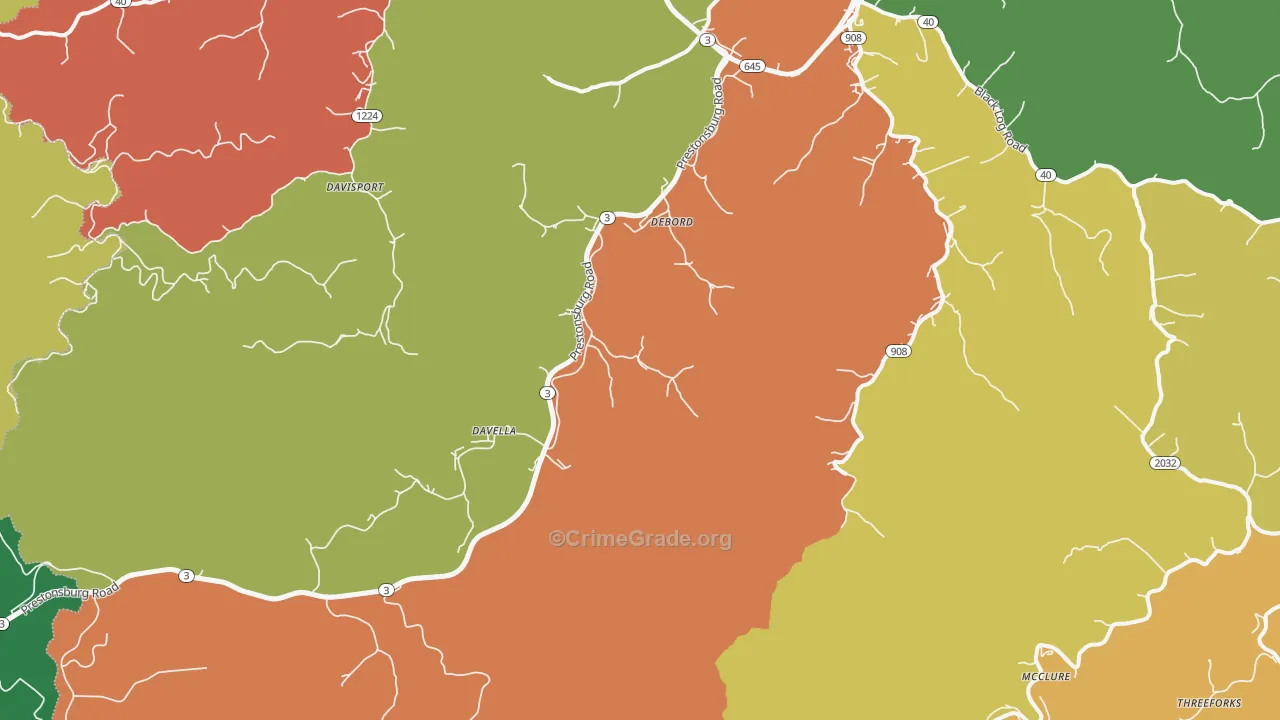 DeBord, KY Map of Assault Rates