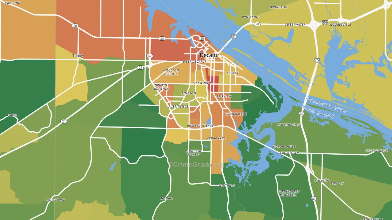 Decatur, AL Map of Assault Rates