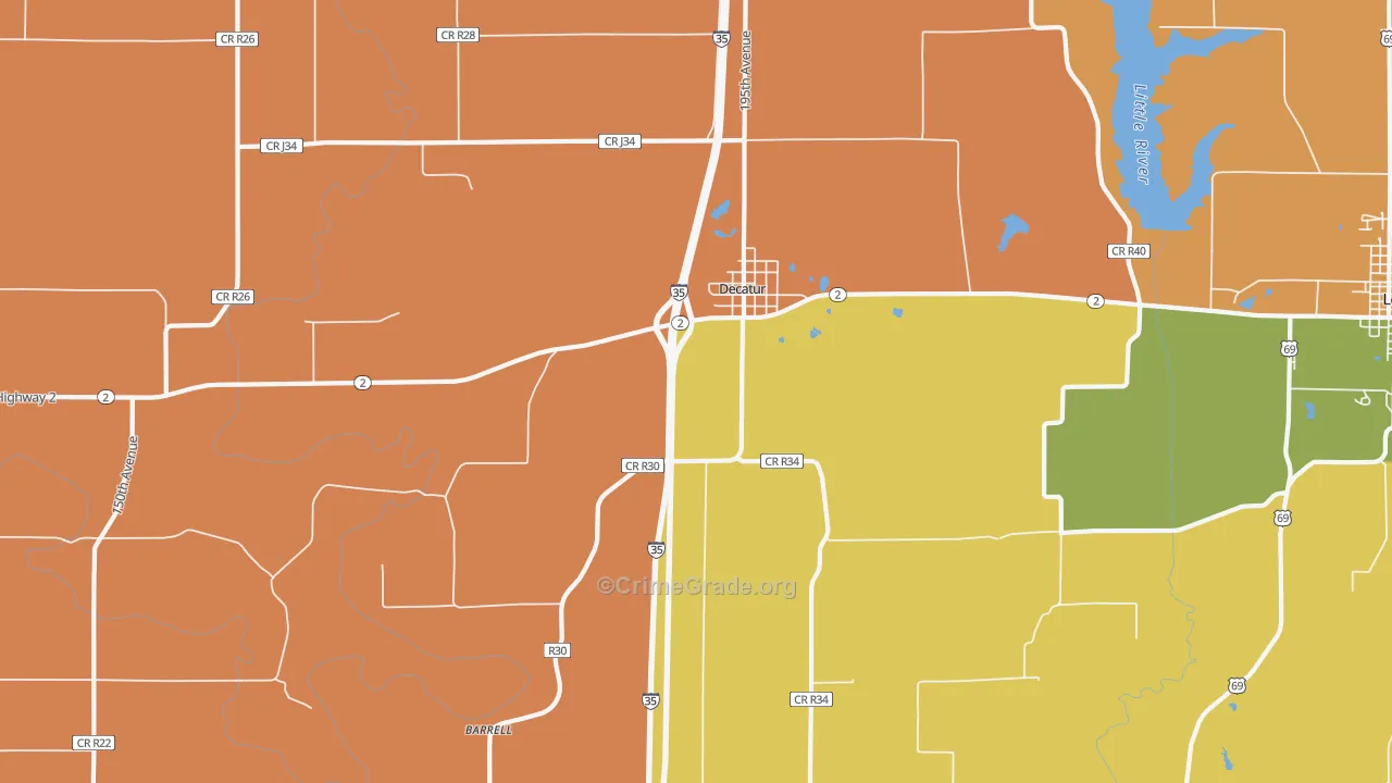 Decatur City, IA Map of Assault Rates