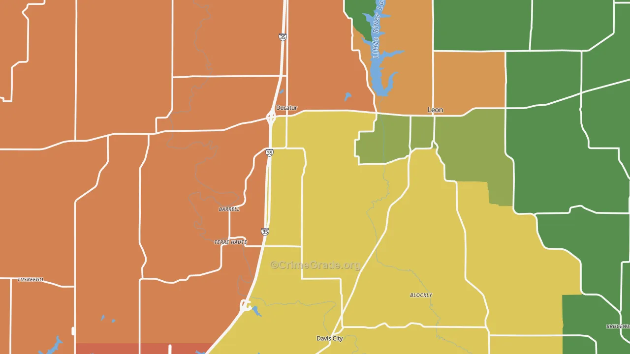Decatur County, IA Map of Assault Rates