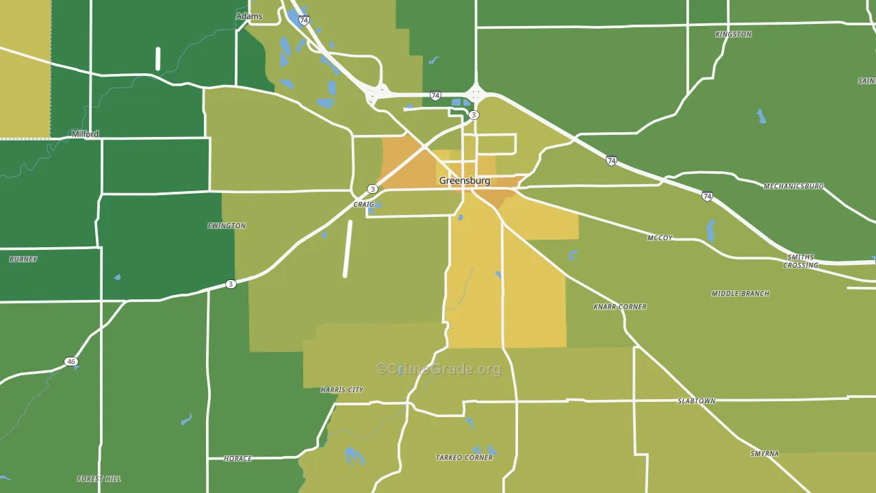Decatur County, IN Map of Assault Rates