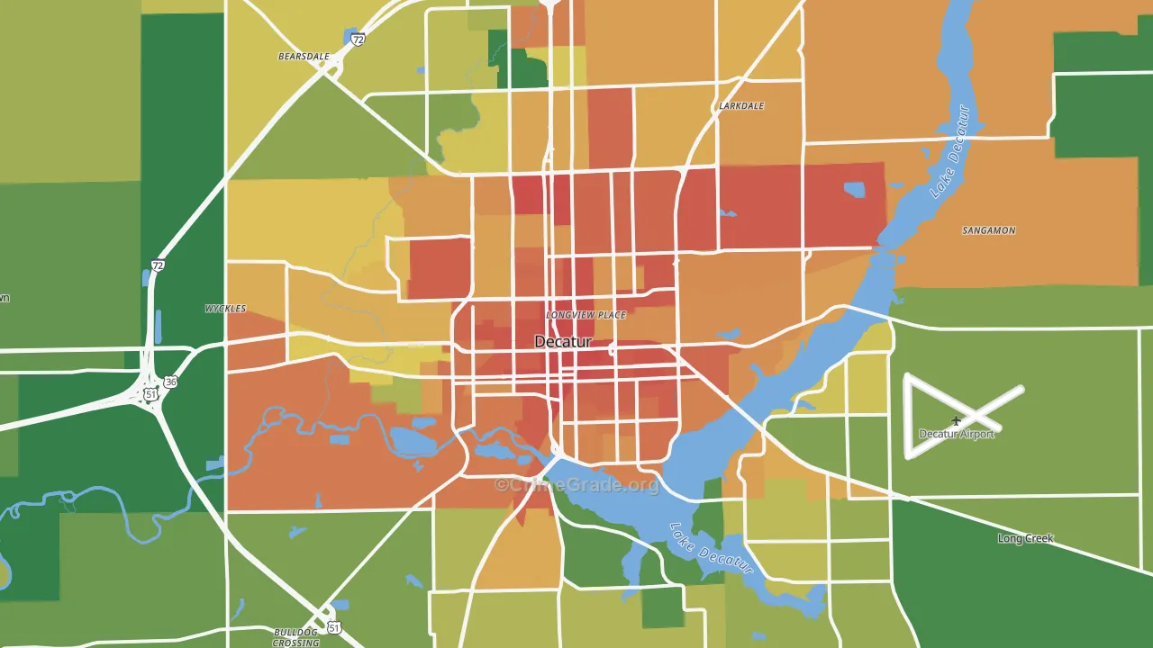 Decatur, IL Map of Assault Rates