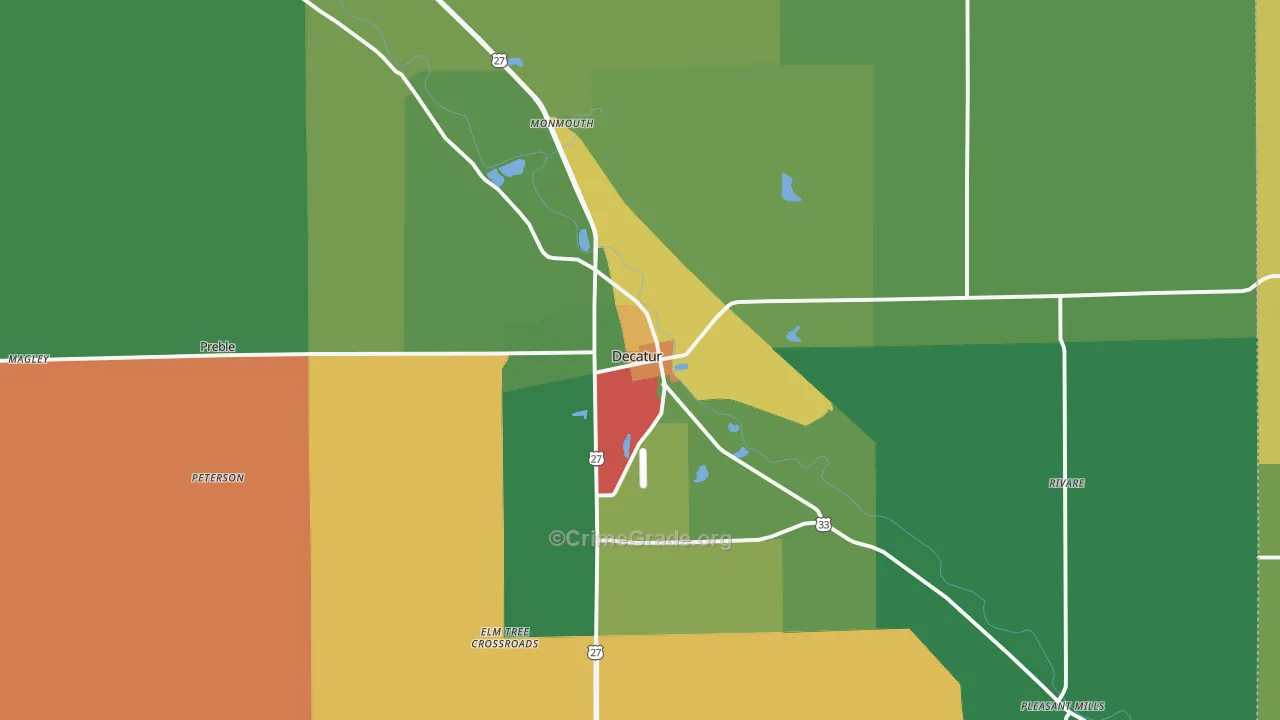 Decatur, IN Map of Assault Rates