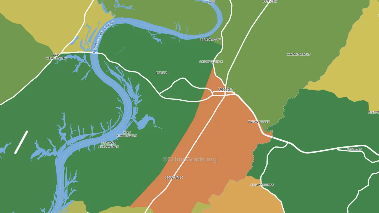 Decatur, TN Map of Assault Rates