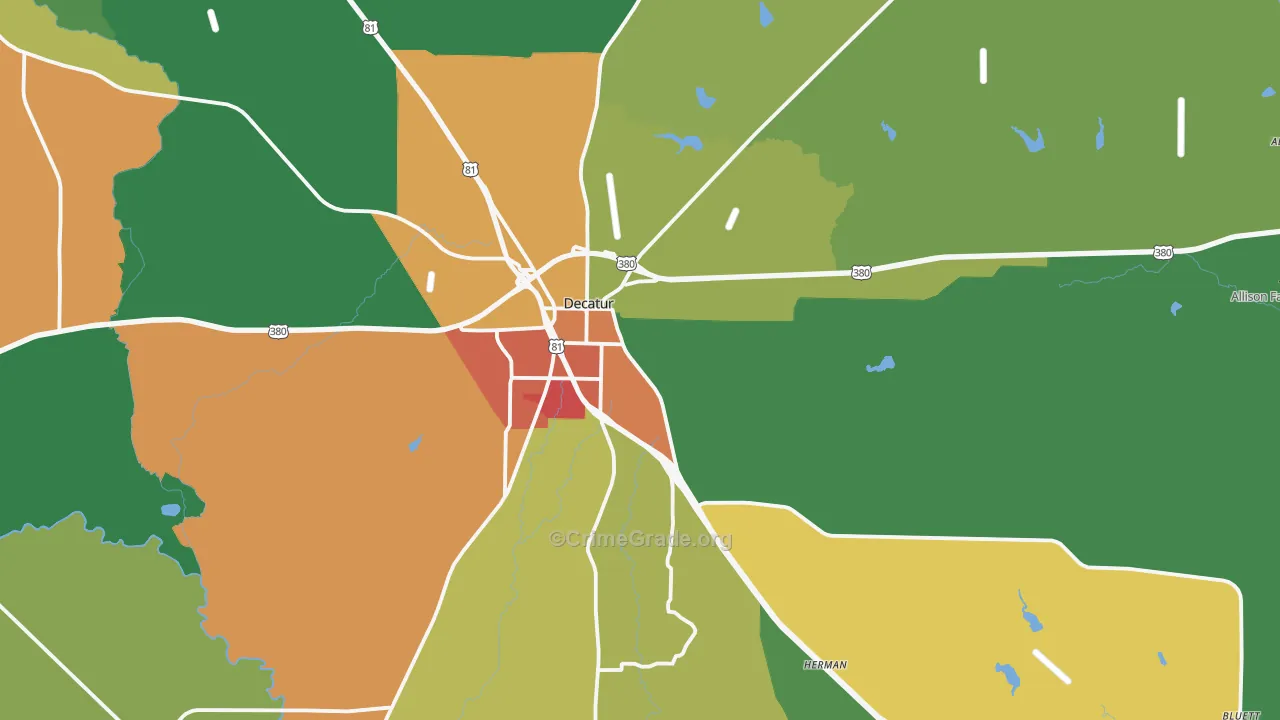 Decatur, TX Map of Assault Rates