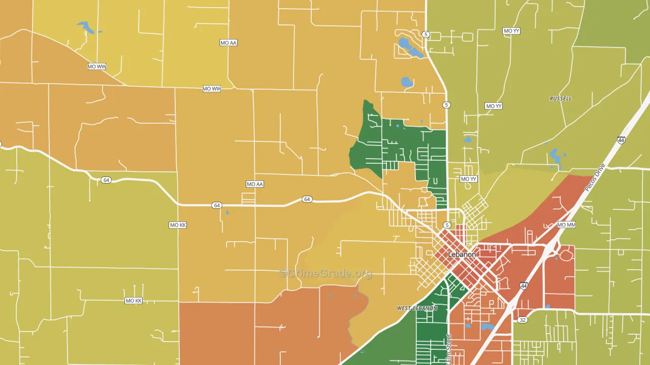 Decaturville, MO Map of Assault Rates