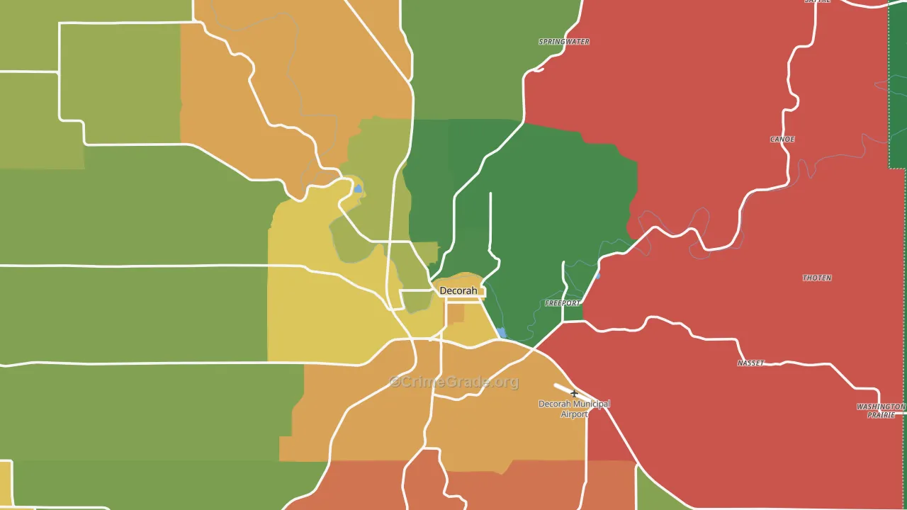 Decorah, IA Map of Assault Rates