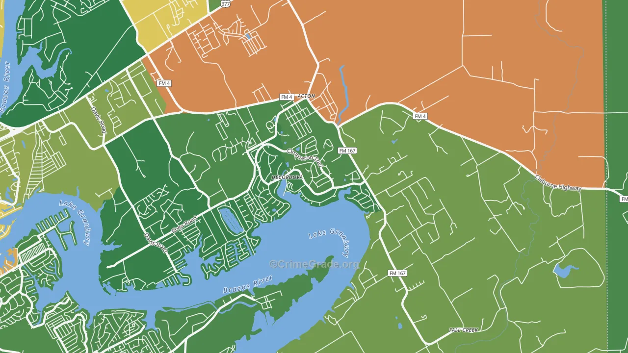 DeCordova, TX Map of Assault Rates
