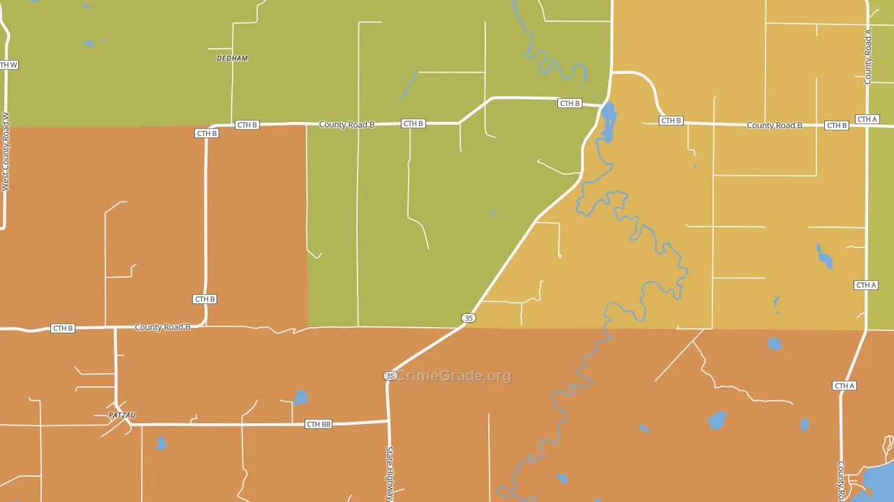 Dedham, WI Map of Assault Rates