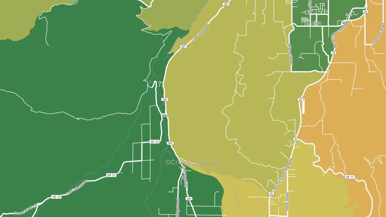 Dee, OR Map of Assault Rates