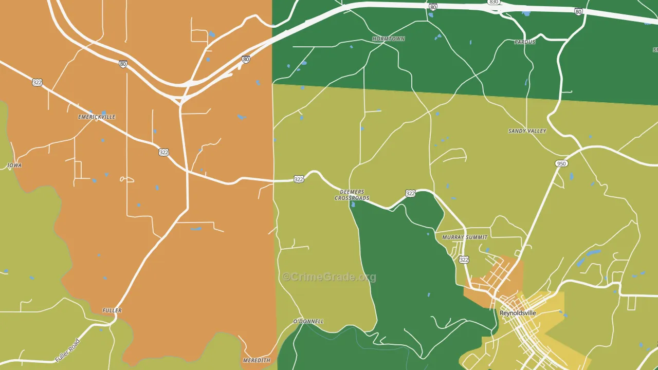 Deemers Cross Roads, PA Map of Assault Rates
