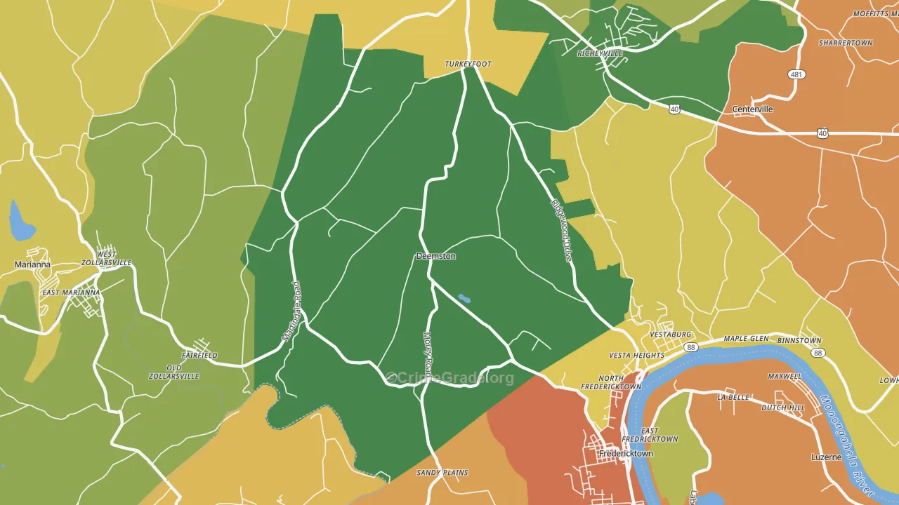 Deemston, PA Map of Assault Rates