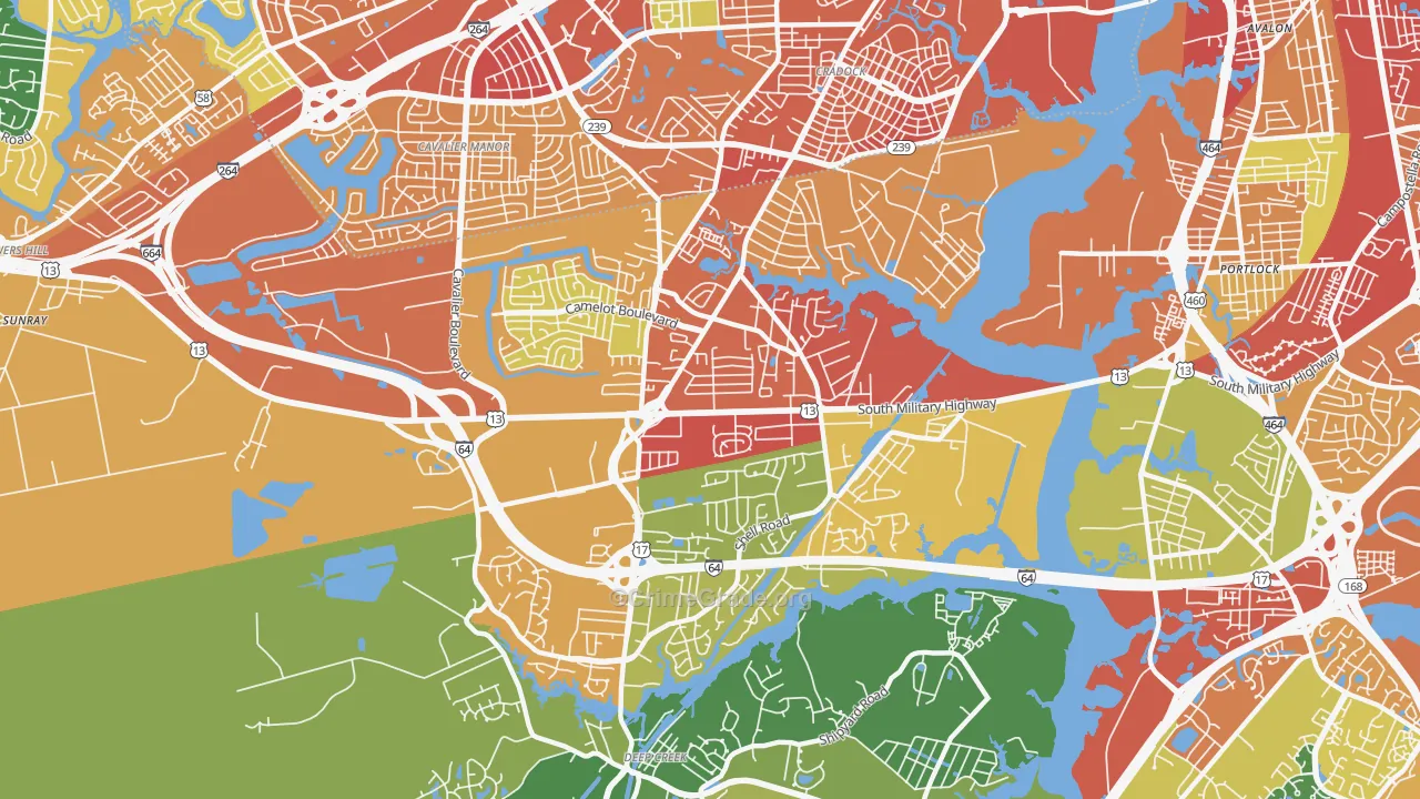 Deep Creek North, Chesapeake, VA Map of Assault Rates
