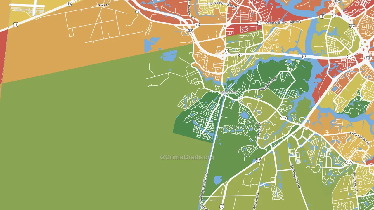 Deep Creek West, Chesapeake, VA Map of Assault Rates