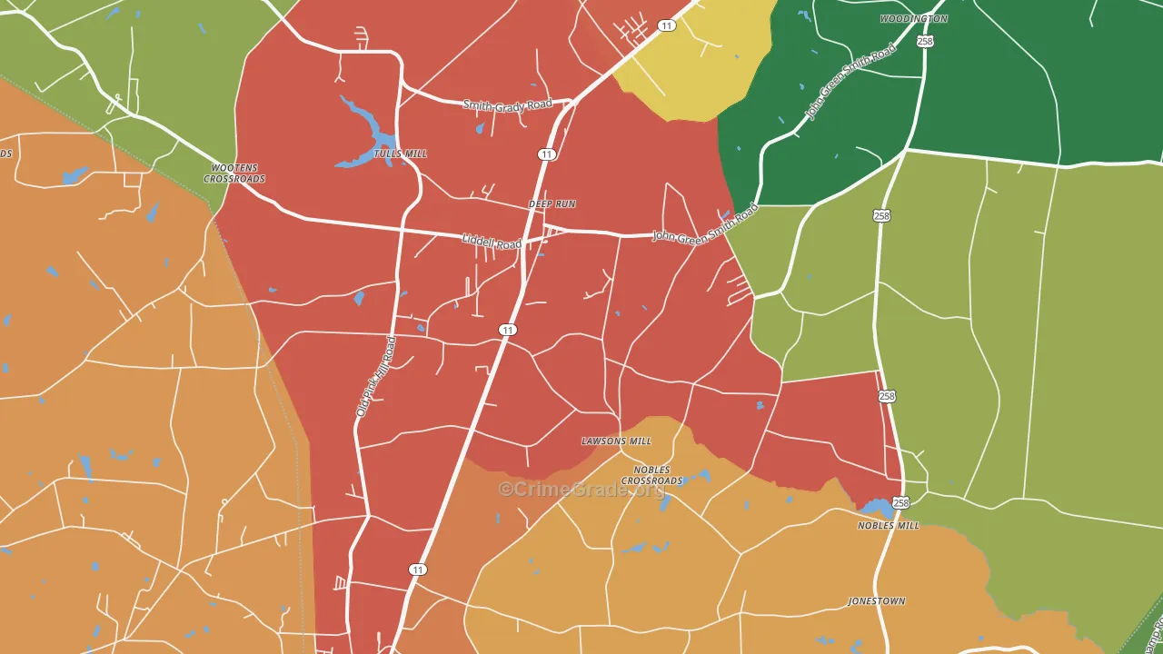 Deep Run, NC Map of Assault Rates