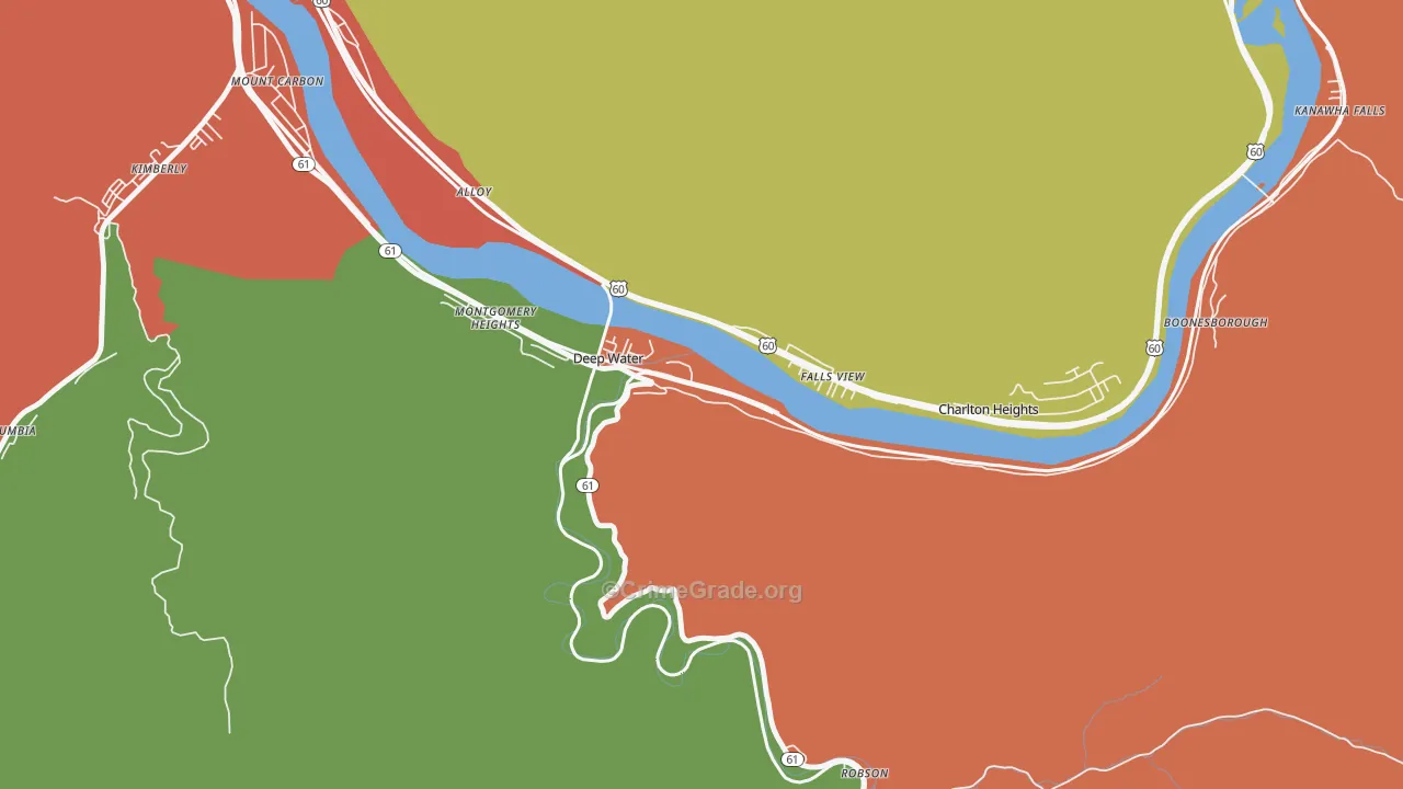 Deep Water, WV Map of Assault Rates