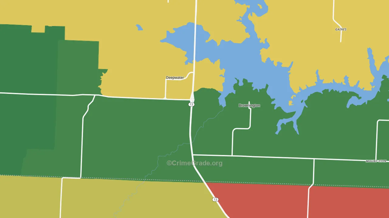 Deepwater, MO Map of Assault Rates