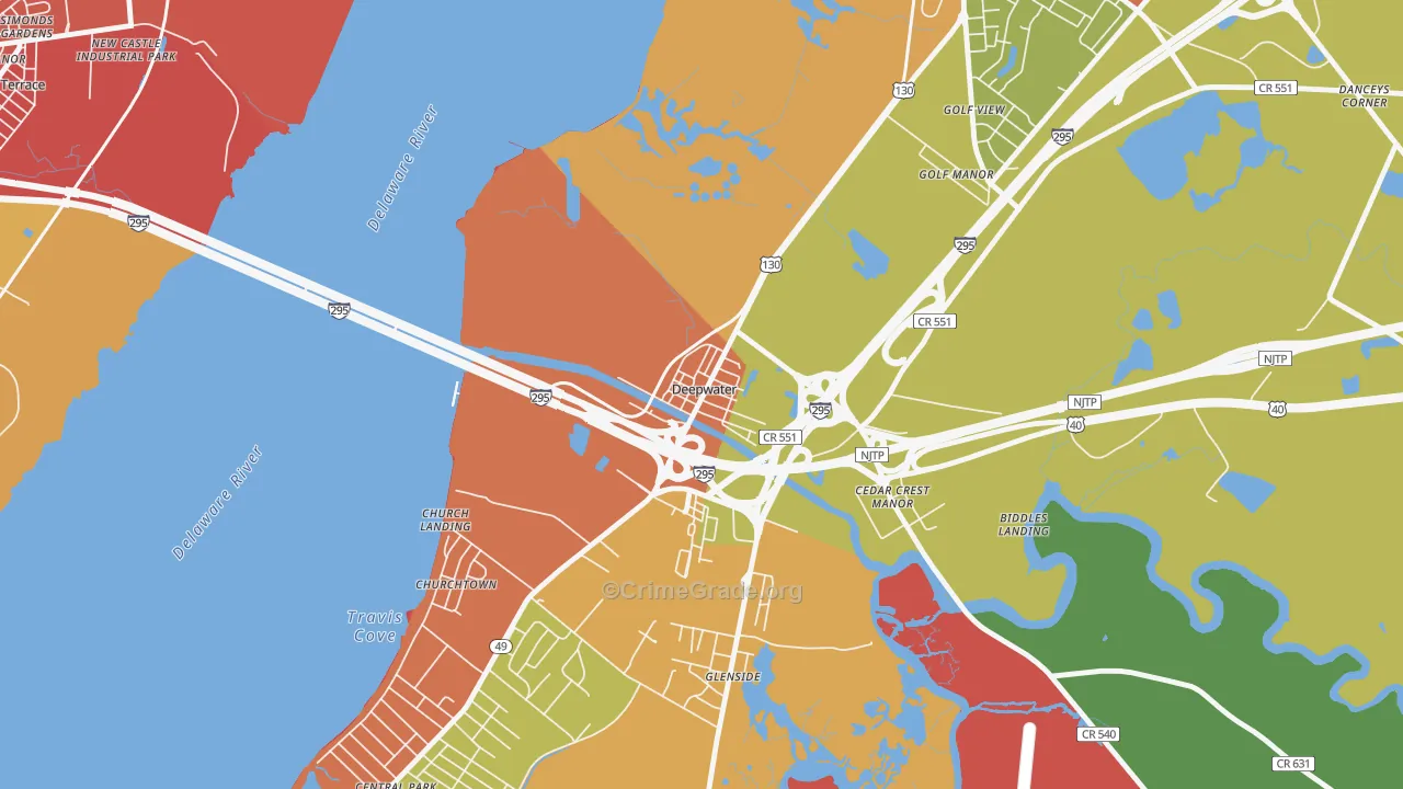 Deepwater, NJ Map of Assault Rates