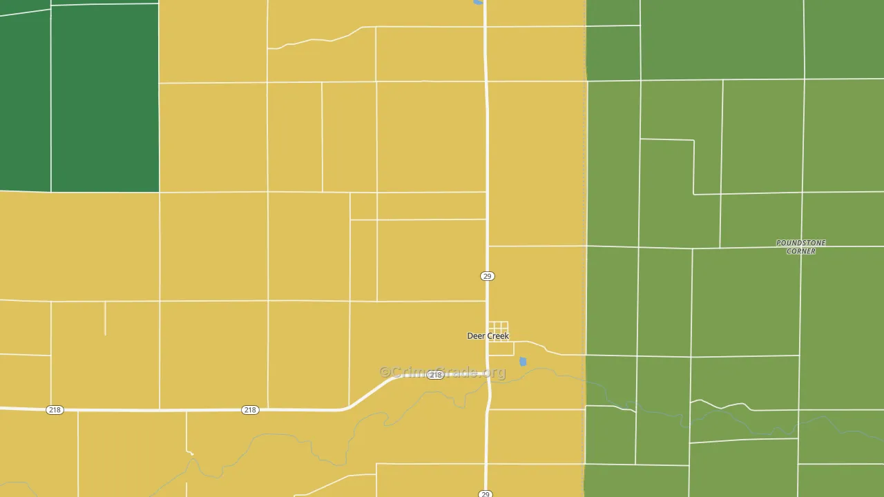 Deer Creek, IN Map of Assault Rates