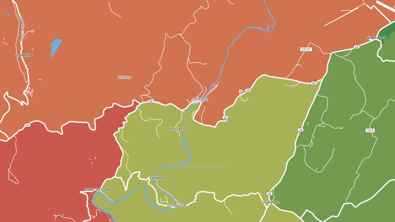 Deer Creek, WV Map of Assault Rates