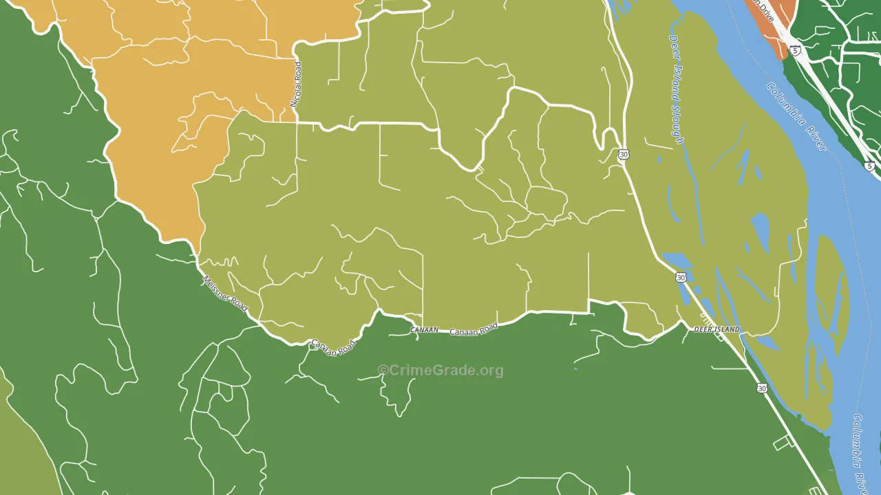 Deer Island, OR Map of Assault Rates