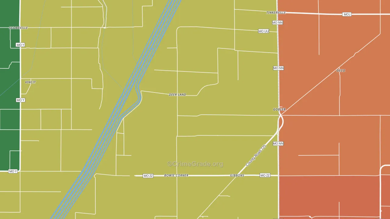 Deer Land, MO Map of Assault Rates
