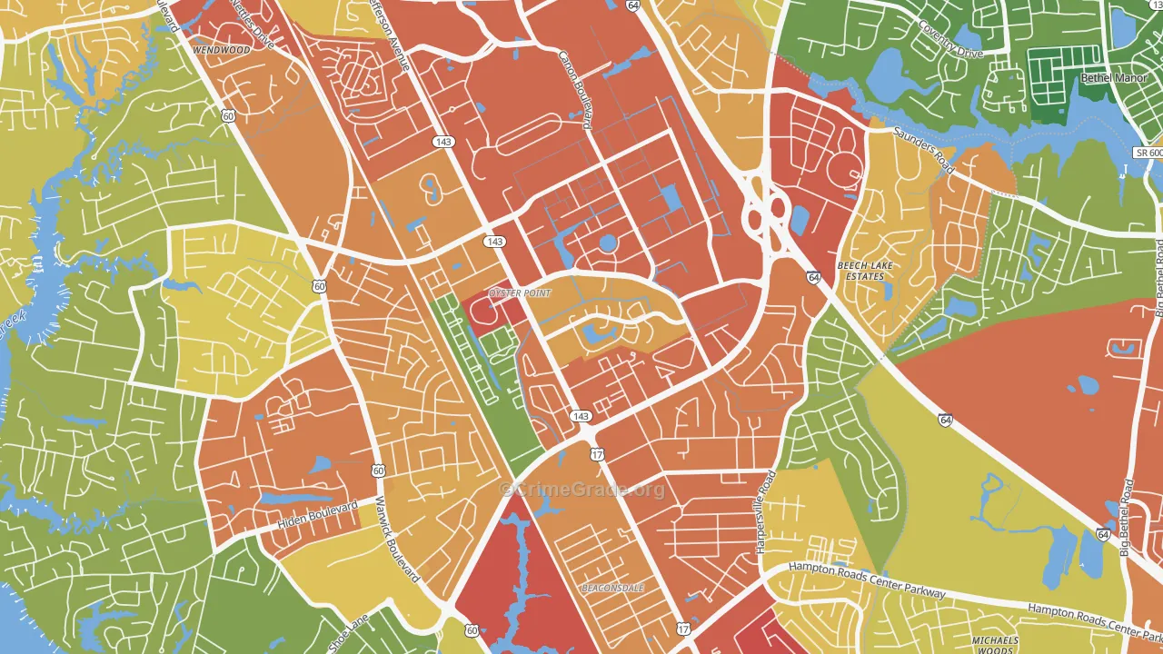 Deer Park, Newport News, VA Map of Assault Rates